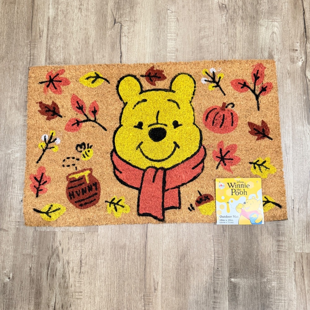 NEW Disney Winnie the Pooh Outdoor Coir Doormat Fall Autumn Leaves